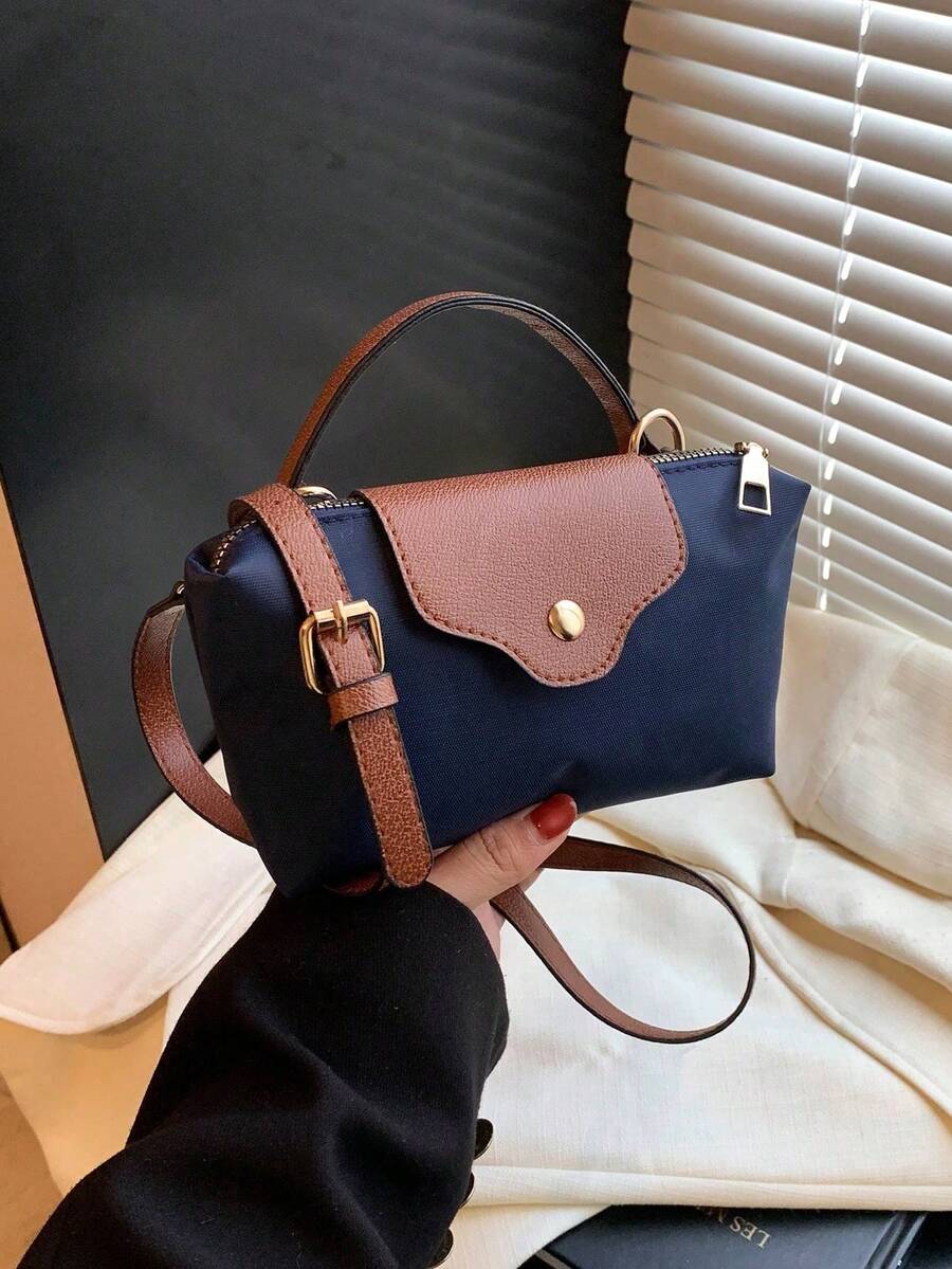 女士面料尼龙迷你简约斜挎包，磁性饺子风格休闲可爱时尚单肩包