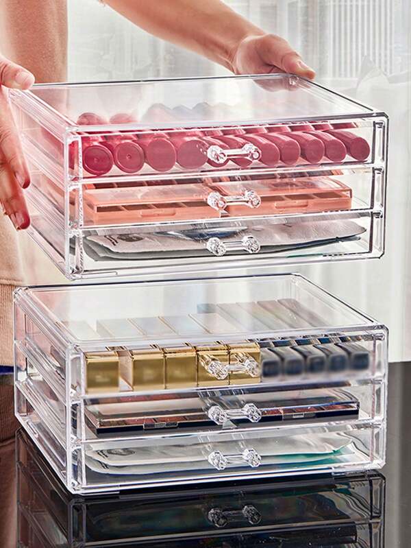 1 Stück transparente staubdichte Kosmetikaufbewahrungsbox mit mehreren Schubladen für Lippenstifte, Lidschatten, Masken und andere Schönheitsprodukte, Zimmer, Zuhause, Schlafzimmer, Badezimmer, Haus, Rosa Zimmer, Wohnzimmer Dekoration, Reiseartikel, Geschenktüte, Geschenke für Mutter, Vater, Männer, Freunde, Lehrer, Geburtstag, Hochzeit, Schreibtisch, Regale, Accessoires, Geschenkboxen, witziges Geschenk, Sommerlagerorganisator Geschenk Einschulung