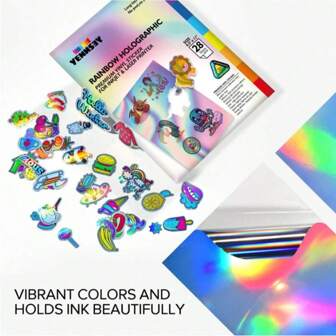 20 Sheets Of A4 Size Cold Mounting Paper Film Holographic Sticker Paper Transparent Vinyl Self-Adhesive Waterproof Rainbow Transparent Cover Film Holographic Cover