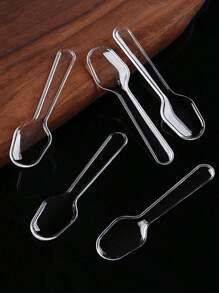 100pcs Disposable Transparent Plastic Mini Spoons, Ice Cream Spoons, Dessert Spoons, Coffee Spoons, For Party Service, Suitable For Weddings, Parties, Gatherings, Cakes, Desserts, Coffee And Fruit Salad Tasting, Halloween