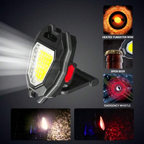 1pc Outdoor Multi-Function USB Mini Keychain Light, Home Portable COB Work Light, Car Magnetic Repair Lamp
