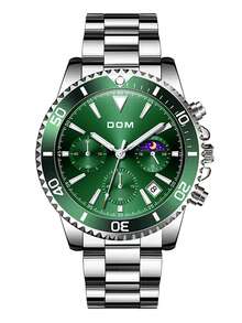 DOM 1pc Men's Fashion Casual Multi-Function Running Seconds Hand Calendar Moon Phase Luminous Waterproof Quartz Sports Watch, Comes With Gift Box, Suitable For Daily Wear And Decoration, Gift For Friends Or Father - Silver - View 14