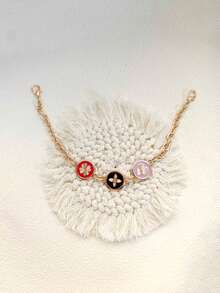 1pc Women Colorful Round Long Chain, Palette Charm, Clover Pendant Adjustable Shoulder Strap Replacement Chain - Multicolor - View 8