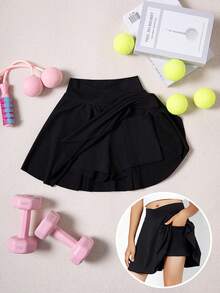 Váy thể thao co giãn thông thường Tween Girl, Váy tập yoga (YY296) - màu đen - Xem 11