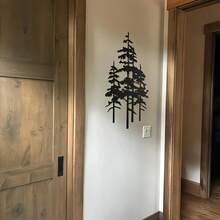 1 PIEZA Decoración de pared con silueta de árbol de pino de metal rústico, decoración de pared de hierro con recubrimiento negro - Decoración de abeto para sala de estar, decoración navideña de interiores y exteriores - Negro - Ver 8