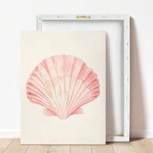 1 pieza, Cuadro colgante de lienzo, enmarcado, Arte de pared, Pósteres, Impresión de concha color rosa pastel, Decoración de habitación de playa, Póster de surf oceánico, Casa de playa, Chica de coco universitaria, Decoración de dormitorio elegante, Decoración de habitación, Arte rosa, Decoración del hogar