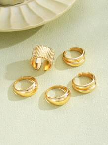 8/5/3pcs Set Oversized, Textured, Asymmetrical-Shaped, Multi-Layer, Hollow Design, Metallic Chunky Rings, Exaggerated, Sexy, Fashion, Simple, Elegant, Retro Design, Holiday, Party, Date, Gift, Daily Wear