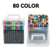 12/24/36/48/60/80 colores Juegos de rotuladores de punta blanda de acrílico líquido directo profesionales con gran capacidad de relleno como regalo de Navidad para madera, rocas, calabazas, tela, vidrio, plástico, cerámica, manualidades, Pascua, grafiti, creación artística, que no se desvanece en papel, de vuelta al colegio - Negro - Ver 15