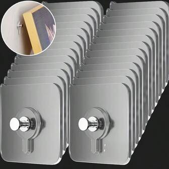 6/20pcs Strong Adhesive Wall Hooks, 1cm Exposed, Easy Installation, Waterproof, No Drilling Required, Modern Style. Suitable For Hanging Pictures, Frames, Posters, Clocks, And Artwork In Kitchen And Bathroom. Fashionable Adhesive Hooks With Waterproof And Practical Features.