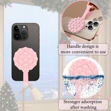 1pc Silicone Double-Sided Suction Cup Phone Case Adhesive Bracket, Strong Adhesion, Anti Slip Multifunctional Phone Bracket, Heart-Shaped Solid Color, With Hanging Ears, Easy To Clean, No Discoloration, Travel Essentials, Sports School Supplies, Vacation Camping, Vacation Essentials, Vacation Accessories - Multicolor - View 4