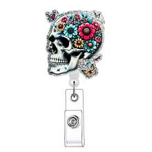 1 件伸缩徽章卷轴，闪光身份证姓名徽章夹，适用于护士办公室工作人员、学校用品、返校