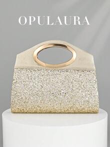 OpulAura Women's Fashionable Rhinestone Studded Evening Clutch Bag, Sparkling Luxury Diamond Embellished Party Handbag, Suitable For Formal Gowns, Parties, Galas, Birthday Events, Bridal Accessories - Gold - View 6