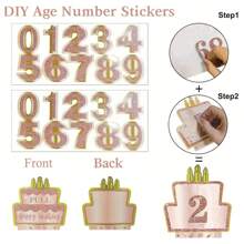 34pcs Birthday Surprise Box Party Decoration Backdrop Number DIY Stickers Rose Gold Pull Card Gift Box