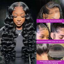 Loose Deep Wave 5x5HD Lace Frontal Human Hair Wigs Brazilian Curly Wet Wavy Put On And Go Glueless Wigs Pre Cut No Glue Deep Wave Human Hair Lace Front Wig Preplucked Remy Hair - Natural Black - 查看 6