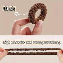 Set de 10 Ligas de cabello elásticas gruesas, adecuadas para mujeres - Moños de unicolor elegantes, suaves y que no dañan el cabello, se adaptan a adultos, opciones de multicolor para volver al colegio - Multicolor - Ver 4