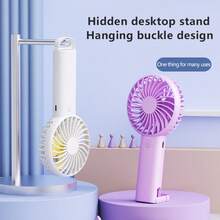 Mini Portable Fan, Powerful Airflow! Hanging Hook Base, 1200mAh Rechargeable Battery USB Fan, 3 Speed Adjustable, Stylish Design! Summer Essential! Suitable For Daily Commute, Travel, Beach, Eyelashes, Outdoor, Vacation Mini Summer Fan - Buckle Type Multi-color - View 4