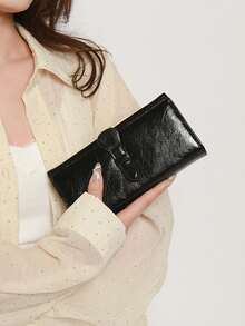 Unisex Long Soft Leather Wallet With Multiple Card Slots All-In-One Purse For Women Wallet Purse Wallet Long Wallet Mini Wallet - Black - View 1