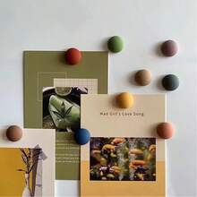 10pcs Polka Dot Fridge Magnets, Semicircular Strong Adhesive Magnets, Photo Holder Magnets, Simple Summer Fridge Stickers (Random Color)