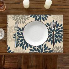 A Set Of 4/6pcs Spring And Summer Placemats Designed With Colorful Spring Flower Patterns, Woven From 100% Polyester Fiber, Machine Washable Polyester Placemats With Multiple Color Patterns To Choose From, Heat-Resistant, Stain Resistant, Waterproof, Easy To Clean, Suitable For Coffee Table Decoration, Holiday Party Decoration, Table Protection, Kitchen And Living Room Decoration