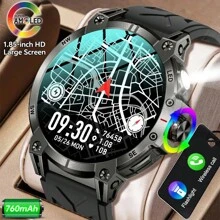 GUHUAVMI GUHUAVMI 1.85inch Large Screen Smartwatch For Men Women, Strong LED Flashlight, 760mAh Large Capacity Battery, Bluetooth Call, 100+Sport Modes, Compass, IP68 Waterproof Smart Watch, Heart Rate/Sleep Monitor Fitiness Tracker(Step Counting, Distance, Calories) Smartwatches Suitable For Android IOS