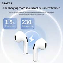 Lenovo ERAZER HT38 TWS Wireless Bluetooth Earphones With Noise-Proof Microphone, HD High-Fidelity Sound, Deep Bass, Sweatproof, Lightweight & Comfortable, Suitable For Gaming, Gift For Men & Women, Black/White, Holiday Gift, Mini Earbuds - one-size - View 10