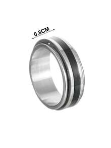 1pc Stainless Steel Rotatable Ring For Men, Minimalist & Practical Multifunctional - Silver - View 3