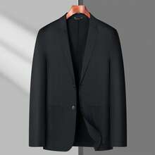 Men's Summer Lightweight Long Sleeve Blazer Jacket, Plus Size, Breathable - Black - View 1