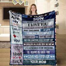 Cozy And Soft Flannel Blanket - A Loving From Mom To Her Son!280gsm Room Decor Home Essentials Decor Bedroom