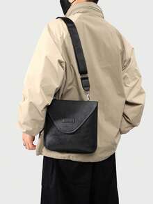 Men's Stylish Square Shaped Casual Shoulder Bag, Small Messenger Bag, Suitable For Commute, Back To School, Travel - Multicolor - View 5
