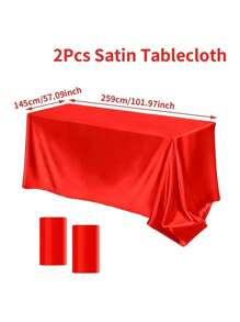 2 Pieces White Satin Wedding Tablecloth - Elegant Rectangular Polyester Table Cover 101.9 Inches X 57 Inches For Weddings, Birthdays, Halloween, Graduation Parties - Durable, Easy To Clean, Available In A Variety Of Colors, Wedding Dining Table Decorations, Christmas Decorations
