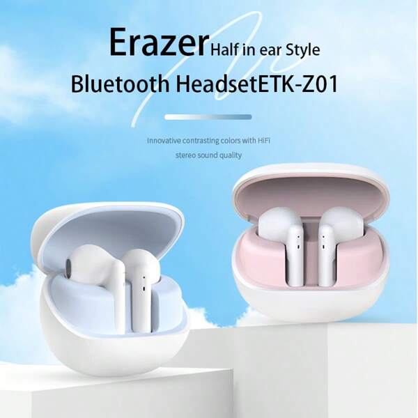 Lenovo Lenovo ERAZER ETK-Z01 Nuevos auriculares inalámbricos de estilo semientrante Bluetooth 5.4, cancelación de ruido ENC, alta calidad de sonido Hi-Fi, música, deportes, juegos con baja latencia, modo dual con asistente de voz, auriculares inalámbricos, regalo para parejas
