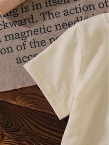 Boys Letter Graphic T-Shirt - Cute & Comfy Short Sleeve Tee For Teens, Suitable For All Seasons - Apricot - View 4