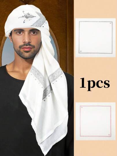 1pc Floral Retro Printed Arabic Dubai Saudi Arabian Headscarf For Men, Polyester Bohemian Headscarf, Suitable For All Seasons