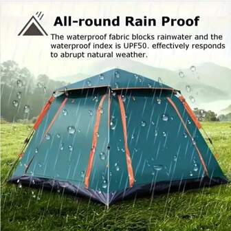 5-8 Person Camping Tent, Outdoor Camping One-Key Folding Pop-Up Instant Setup Waterproof All-In-One Gear
