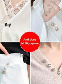10/50 pièces Broche pour femmes avec boîte de rangement, broche anti-exposition, bouton de couverture en alliage, épingle cachée, empêche l'exposition accidentelle, épingles pour chemisier et blouse, décoration pour robe et vêtements (style aléatoire)