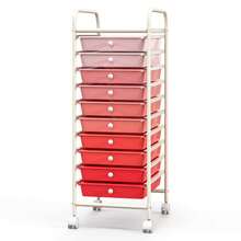 10 Drawer Rolling Storage Cart Scrapbook Paper Office School Organizer Gradient - Coral Pink - View 1