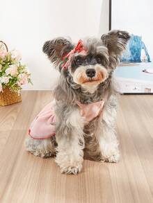 1 pieza Vestido para perro, vestido de princesa con estampado de fresa, ligero para primavera/verano para perros pequeños y mascotas tipo Teddy - Rosa - Ver 5