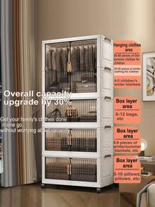 Foldable Wardrobe Clothes Storage Cabinet, Thickened Closet For Home/Bedroom, Easy Installation, Suitable For Children