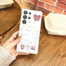 Multi-Functional Plush Bear Phone Case With Card Slot, Compatible With Galaxy S25, S24 ULTRA, S24 FE, S25 ULTRA, Galaxy A36, A56, S23 Ultra, TECNO SPARK GO 2024, POP8, SPARK20C, SPARK20, POVA6, POVA6 PRO 5G, POP9 4G, SPARK GO1, SPARK GO 2025, Shock Proof, Card Holder Design, Suitable For Student ID, Credit Card, ID Card Storage
