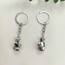 6pcs Simple Fashion Creative Faux Boxing Glove Key Chain, Streetwear Couple Gift, Unisex Decorative Zinc Alloy Pendant For Bags, Clothes, Key Rings