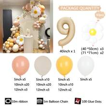 40" Caramel Number Balloon Set, Daisy Flower Balloon Set, Suitable For Wedding, Birthday Party, Anniversary