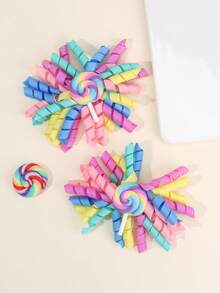 2pcs Colorful Bow Hair Clips For Girls,Fabric Lollipop Accessories Hair Bows,Cute Hair Accessories For Best Friend Fall Winter Gifts - Curling Hairpin - View 3
