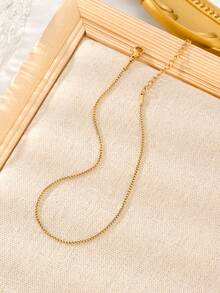 1pc Stainless Steel Minimally Thin Chain Foot Chain Women's Beach Vacation Style Jewelry - Yellow Gold - View 3