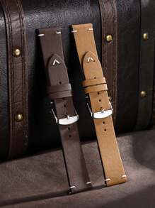 1pc Men's Watch B Breathable Comfortable Lightweight High Quality Leather Strap Compatible With 18mm 20mm And 22mm Watch Bands