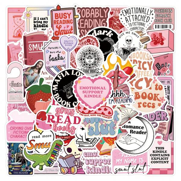 55pcs Smut Book Sticker, For Decorating Stationery, Cup, Suitcases, Skateboard, Guitar, Laptop Computer,School Supplies,Back To School