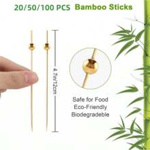 20/50/100pcs Picks, 4.7 Inch Appetizer Toothpicks, White/Pink/Golden Pearl Bamboo Skewers For Appetizers, Fruits, Cupcakes, Charcuterie, Drinks Garnish Christmas Holiday Birthday Party Decorations Supplies, Toothpicks, Food Picks, For Wedding Birthday Buffet Party Food Decorations