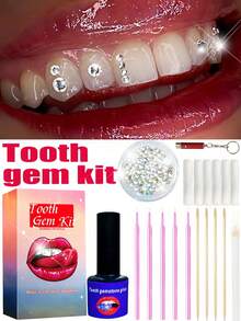 150 件闪亮水钻牙齿首饰套装，自粘牙齿装饰，易于安装和拆卸，水晶闪亮配饰，适合派对、婚礼、俱乐部、时尚、Y2K 哥特风格