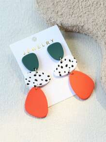 1 Pair Women Dotted Ceramic Texture INS Design Color Contrast Elegant Acrylic Long Dangle Earrings