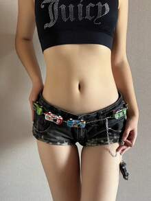 1件混色赛车主题腰链腰带，街头风赛博朋克摩托车Y2K美学，颜色随机，百搭连衣裙、迷你短裤，适合夏季街头摄影、秋季校园、万圣节等场合。 - 混色 - 查看 3