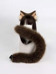 Cat Cute Blusher Headband Set, Fox Ear Headband Set, Cat Plush Tail And Fox Tail Set, Party And Stage Theme Costume Headpiece Halloween - 彩色 - 查看 14